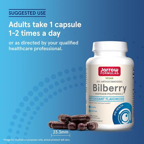 Jarrow Formulas® Bilberry + Grapeskin Polyphenols, Vision and Eye Health, 60 Veggie Capsules, Up to a 30 Day Supply in Saudi Arabia