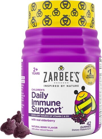 Zarbee's Children's Daily Immune Support Gummies with Real Elderberry + Vitamins A, C, D, E & Zinc to Help Promote a Healthy Immune System, No Artificial Flavors, Gluten-Free, 42 ct in Saudi Arabia