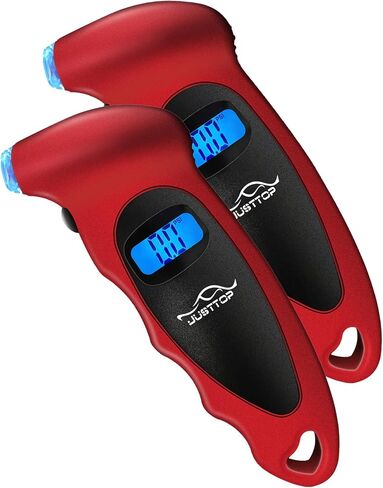 JUSTTOP Digital Tire Pressure Gauge, 150PSI 4 Setting for Cars, Trucks and Bicycles, Backlit LCD and Anti-Skid Grip for Easy and Accurate Reading(Silver) in Saudi Arabia