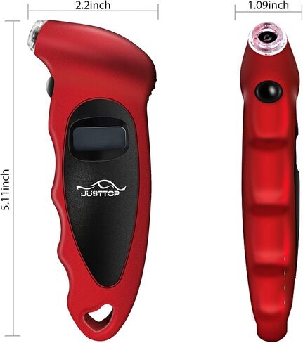 JUSTTOP Digital Tire Pressure Gauge, 150PSI 4 Setting for Cars, Trucks and Bicycles, Backlit LCD and Anti-Skid Grip for Easy and Accurate Reading(Silver) in Saudi Arabia