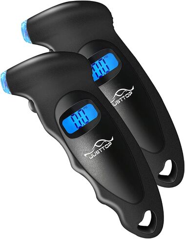 JUSTTOP Digital Tire Pressure Gauge, 150PSI 4 Setting for Cars, Trucks and Bicycles, Backlit LCD and Anti-Skid Grip for Easy and Accurate Reading(Silver) in Saudi Arabia