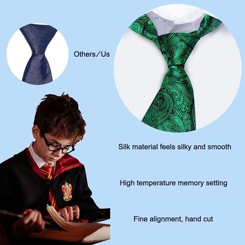 Barry.Wang Ties for Boys 47.2" Self-Necktie Kids and Pocket Square Set Teenager Uniform Graduation Performance Age 6-15 in Saudi Arabia