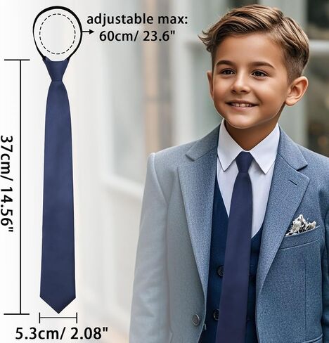 Ties for Boys Adjustable Boys Zipper Tie Pretied Kids School Ties Solid Color Necktie for Wedding Party Graduation in Kuwait