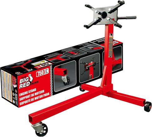 حامل محرك دوار من الفولاذ BIG RED TAM25671-2 مع رأس تثبيت قابل للتعديل 360 درجة وصينية تخزين الأدوات الإضافية: سعة 5/8 طن (1,250 رطل)، أحمر in Kuwait