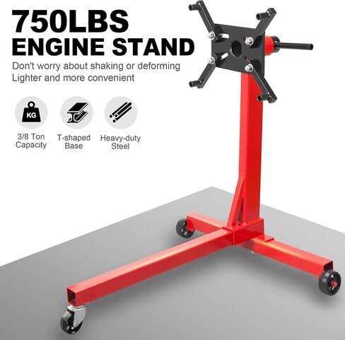 حامل محرك دوار من الفولاذ BIG RED TAM25671-2 مع رأس تثبيت قابل للتعديل 360 درجة وصينية تخزين الأدوات الإضافية: سعة 5/8 طن (1,250 رطل)، أحمر in Kuwait