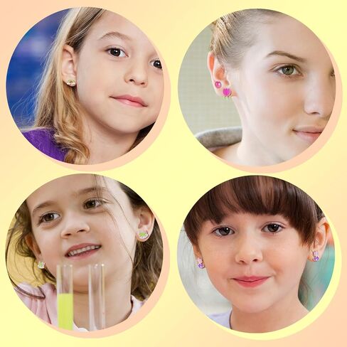 60 Pairs Cute Earrings Set - Hypoallergenic Stainless Steel Studs with Cartoon Characters, Colorful Faux Pearls & Sparkling Cubic Zirconias in Kuwait