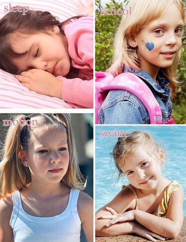 BESTEEL Hypoallergenic Earrings for Girls Ages 8-12, Screw Back Stud Earrings for Kids, Cute Flat Back Surgical Steel Earring for Little Girl Sensitive Ears, Tiny Screwback Toddler Earrings Set in Saudi Arabia