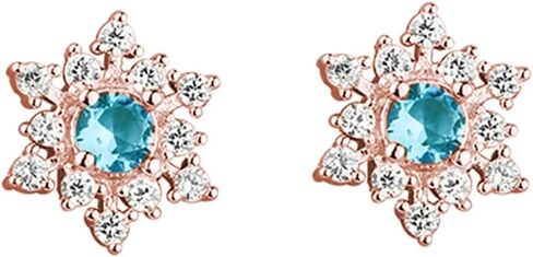 SLUYNZ Solid 925 Sterling Silver Sparkling Blue Crystal Snowflake Earrings Stud for Women Teens Pretty Snowflake Stud Earrings in Kuwait