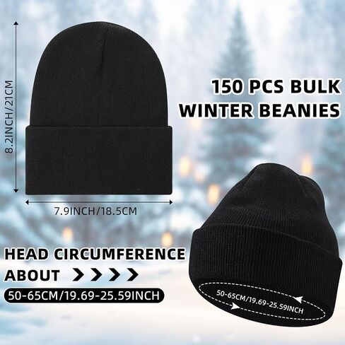 Toulite Bulk Winter Beanies for Homeless Donation Unisex Warm Knitted Beanie Hats Skull Cap in Kuwait
