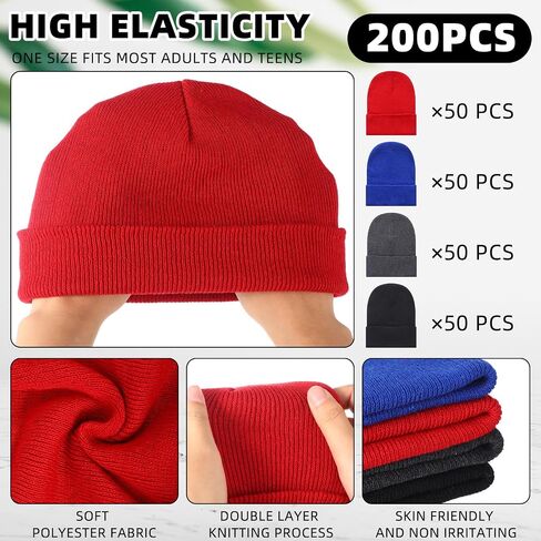 Toulite Bulk Winter Beanies for Homeless Donation Unisex Warm Knitted Beanie Hats Skull Cap in Kuwait