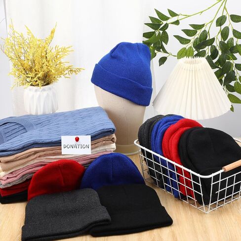 Toulite Bulk Winter Beanies for Homeless Donation Unisex Warm Knitted Beanie Hats Skull Cap in Kuwait