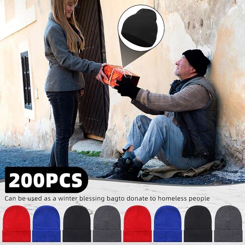 Toulite Bulk Winter Beanies for Homeless Donation Unisex Warm Knitted Beanie Hats Skull Cap in Kuwait