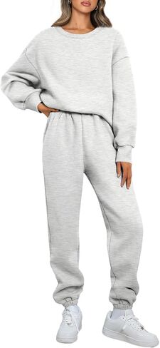 AUTOMET Womens 2 Piece Outfits Sweatsuit Oversized Sweatshirt Lounge Sets Baggy Sweatpants Fall Fashion with Pockets in Kuwait