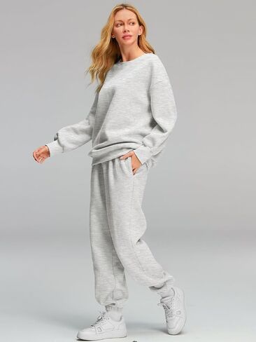 AUTOMET Womens 2 Piece Outfits Sweatsuit Oversized Sweatshirt Lounge Sets Baggy Sweatpants Fall Fashion with Pockets in Kuwait