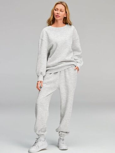 AUTOMET Womens 2 Piece Outfits Sweatsuit Oversized Sweatshirt Lounge Sets Baggy Sweatpants Fall Fashion with Pockets in Kuwait