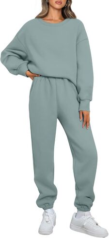 AUTOMET Womens 2 Piece Outfits Sweatsuit Oversized Sweatshirt Lounge Sets Baggy Sweatpants Fall Fashion with Pockets in Kuwait