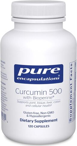 Pure Encapsulations Curcumin 500 with Bioperine - Antioxidant Supplement to Support Joints, Tissue, Liver, Colon & Cellular Health* - with Turmeric Curcumin & Bioperine - 120 Capsules in Kuwait