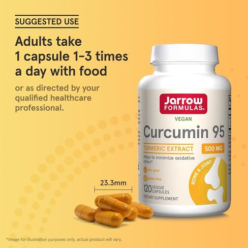 Jarrow Formulas Curcumin 95 500 mg, Turmeric Curcumin Extract for Antioxidant Support, Bone and Joint Support Dietary Supplement, 120 Veggie Capsules, Up to 120 Servings in Saudi Arabia