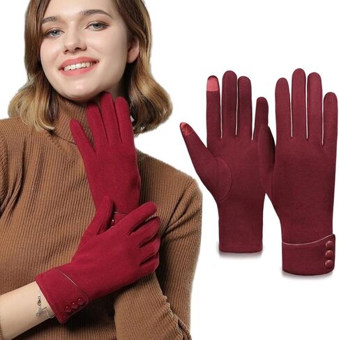 Tomily Womens Touch Screen Phone Fleece Windproof Gloves Winter Warm Wear in Saudi Arabia