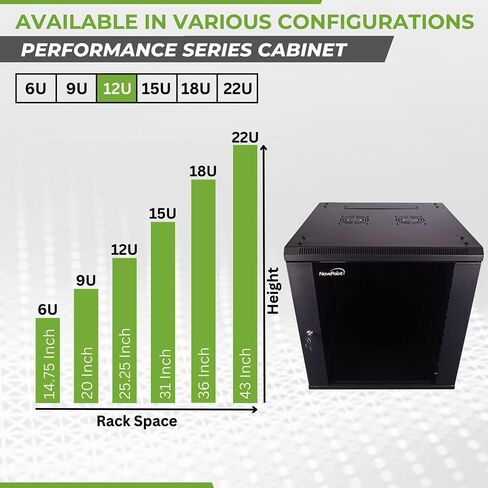 NavePoint 6U Server Cabinet Wall Mount Rack Enclosure Includes 2 Fans, Locking Glass Door, Removable Side Panels – 6U Network Cabinet 23.6" Deep, 19 Inch Server Rack for IT and A/V Equipment in Saudi Arabia