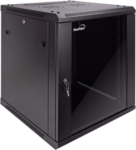 NavePoint 6U Server Cabinet Wall Mount Rack Enclosure Includes 2 Fans, Locking Glass Door, Removable Side Panels – 6U Network Cabinet 23.6" Deep, 19 Inch Server Rack for IT and A/V Equipment in Saudi Arabia