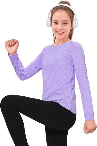 قمصان Auranso للفتيات بأكمام طويلة مكونة من 3 قمصان رياضية سريعة الجفاف للفتيات in Kuwait