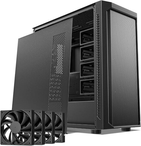 حقيبة DARKROCK Classico Storage Master Case ATX Computer Case Mid Tower مع مراوح 4 × 120 مم، USB 3.0 جاهز 10 × 3.5 بوصة HDD + 3 × 2.5 بوصة SDD 360 مم مدعومة على وحدة معالجة الرسومات الجرافيكية العلوية والأمامية المتصاعدة عموديًا باللون الأسود in Kuwait