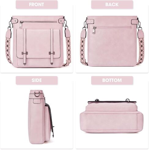 Crossbody Bags for Women,Multi Pocket Crossbody Purses Soft Leather Shoulder Handbags Travel Purse Adjustable Strap in Kuwait