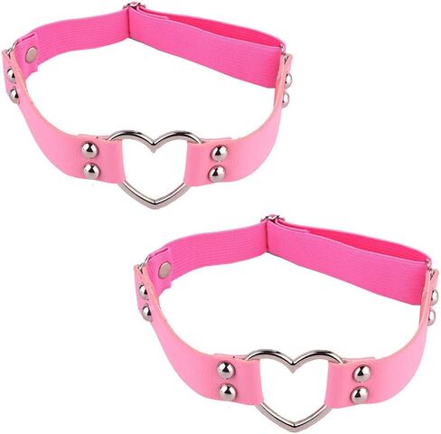 Outman 2Pcs Adjustable Punk Rock Thigh Garter Heart Leg Garter Belts for Parties Music Festival in Kuwait
