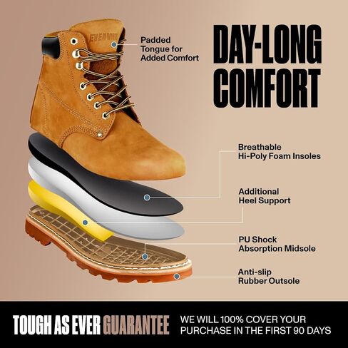 Work Boots for Men Soft Toe – 6inch Leather Boots for Construction Rubber Sole Working botas de trabajo para hombre, “Tank" Workboots in Saudi Arabia