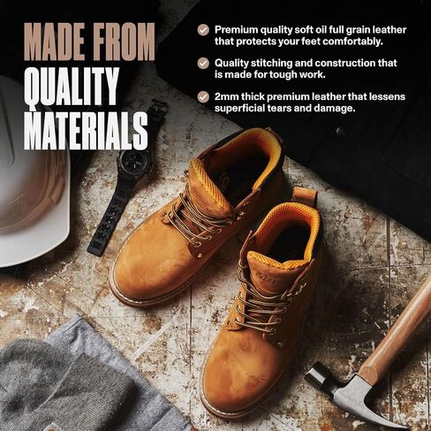 Work Boots for Men Soft Toe – 6inch Leather Boots for Construction Rubber Sole Working botas de trabajo para hombre, “Tank" Workboots in Saudi Arabia