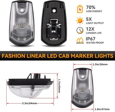 POPMOTORZ 5 قطع بيضاء LED أضواء سقف الكابينة سقف علوي أضواء التخليص مصابيح علامة الكابينة لعام 2017 2018 2019 2020 2021 2022 2023 2024 Ford F250 F350 F450 F550 Super Duty LED أضواء تشغيل السقف in Kuwait