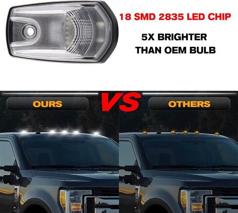 POPMOTORZ 5 قطع بيضاء LED أضواء سقف الكابينة سقف علوي أضواء التخليص مصابيح علامة الكابينة لعام 2017 2018 2019 2020 2021 2022 2023 2024 Ford F250 F350 F450 F550 Super Duty LED أضواء تشغيل السقف in Kuwait