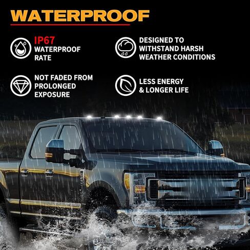 POPMOTORZ 5 قطع بيضاء LED أضواء سقف الكابينة سقف علوي أضواء التخليص مصابيح علامة الكابينة لعام 2017 2018 2019 2020 2021 2022 2023 2024 Ford F250 F350 F450 F550 Super Duty LED أضواء تشغيل السقف in Kuwait