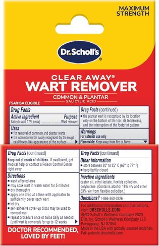 Dr. Scholl's Clear Away Liquid WART Remover // 1/3 fl oz, Clinically Proven, Fast-Acting, Maximum Strength for Common & Plantar Warts, Safe for Children 4+, 20 Treatments in Saudi Arabia