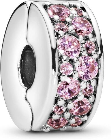 PANDORA Jewelry Pink Pave Clip Emerald Charm in Sterling Silver, No Box in Saudi Arabia