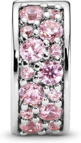 PANDORA Jewelry Pink Pave Clip Emerald Charm in Sterling Silver, No Box in Saudi Arabia
