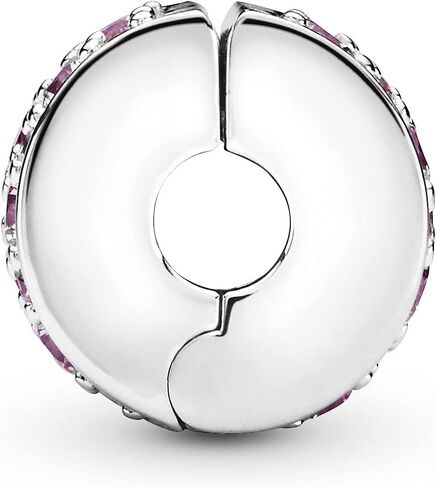 PANDORA Jewelry Pink Pave Clip Emerald Charm in Sterling Silver, No Box in Saudi Arabia