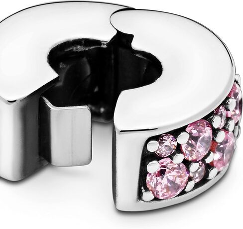 PANDORA Jewelry Pink Pave Clip Emerald Charm in Sterling Silver, No Box in Saudi Arabia
