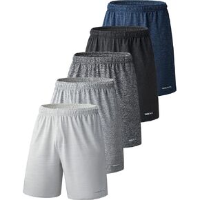 Liberty Imports 5 Pack Men's Quick Dry Athletic Shorts with Pockets Elastic Waist Activewear for Workout Gym Basketball