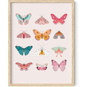 HAUS AND HUES Vintage Butterfly Posters & Butterfly Prints - Butterfly Poster Vintage Butterfly Art Wall Decor & Butterfly Art Prints Monarch Butterfly Wall Art Butterflies Print (Beige Frame, 12x16)