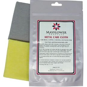Metal Care Kit for Stainless Steel, Copper, Brass, Chrome. Made in USA, Non-toxic 11 x 14 Inch, 2 Cotton Cloth Set: 1 for Cleaning and Polishing, 1 for Finish Shine. Environment, User-Friendly Cleaner