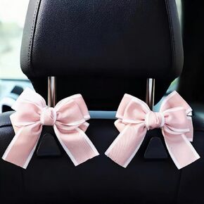 2pcs Car Purse Hook For Car Hooks For Purses And Bags, Cute Bow Car Seat Headrest Hook For Car Purse Hook Hanger. (white-2pcs)