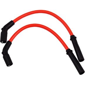 10mm Thick Red Spark Plug Wire Compatible with Harley-Davidson Forty Eight/Iron 883/ Seventy Two/Sportster 883/ Sportster 1200 with Coil Relocation 2007+