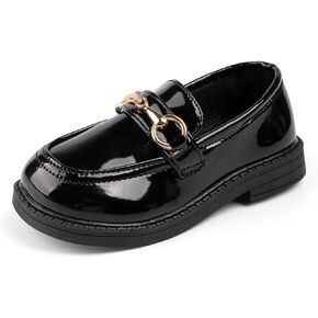 ohsofy Girls Penny Loafers Flats Casual Toddler Girls School Uniform Oxford Comfort Non-Slip Sole Hook-Loop Wedding Party Dress Shoes (Toddler/Little Kid)