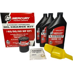 Mercury 25w-40 OEM Oil Change & Filter Kit 40-50-60hp Four Stroke Outboard 8M0081916