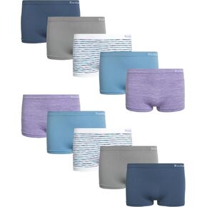 Reebok Girls' Boyshorts Underwear - 10 Pack Soft Seamless Girls Panties Boy Shorts - Breathable Panties for Girls (6-16)