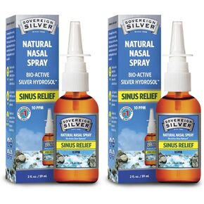 Sovereign Silver Bio-Active Colloidal Silver Hydrosol for Immune Support - 10ppm - 2oz - Nasal Spray - Pack of 2