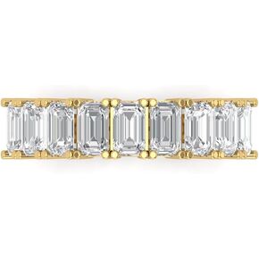 Clara Pucci 2.61 Carat Emerald Cut VVS1 Ideal Zircon 14k Yellow Gold Eternity Designer Art Deco Everlasting Danity Statement Ring Band