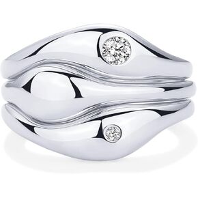 PAVOI 14K Gold Plated Chunky Stackable Rings Set for Women | Cubic Zirconia Bands Set | 3 Statement Rings Pack in Kuwait